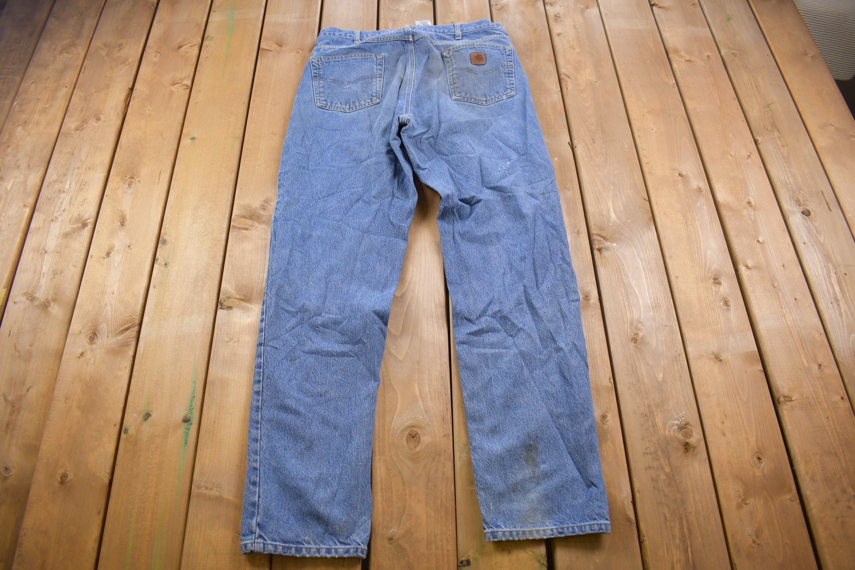 Vintage 1990s Carhartt Light Wash Denim Jeans Size 36 x 35