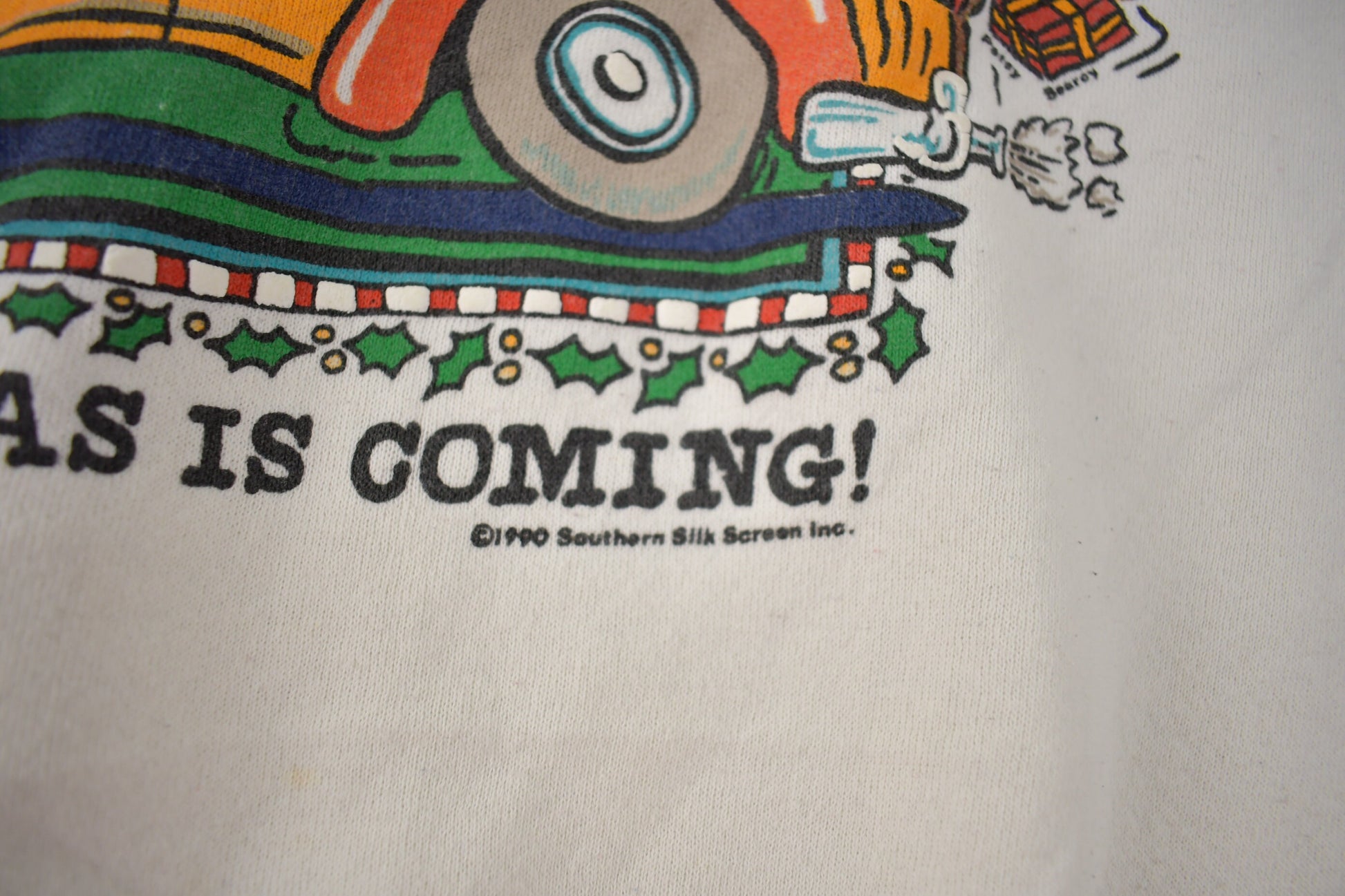 Vintage 1990 Christmas Is Coming Womens Size 4X Crewneck Sweatshirt