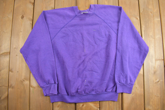 Vintage 1980s Purple Tultex Blank Crewneck Sweatshirt / 80s Crewneck / Made In USA / Essential / Streetwear / 80s Blank / Size Large