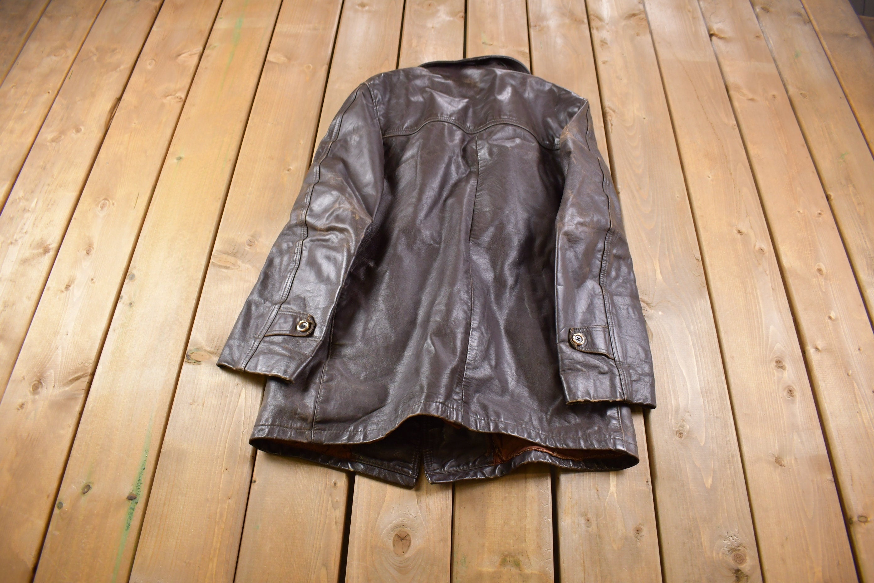 Vintage 1970s Sears The Mens Store Fur Lined Leather Jacket