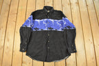 Vintage 1990s Express Rider Western Shirt Horse Theme Pearl Snap Button Up Shirt Men's Large  Vintage Cowboy Shirt  Rodeo Shirt