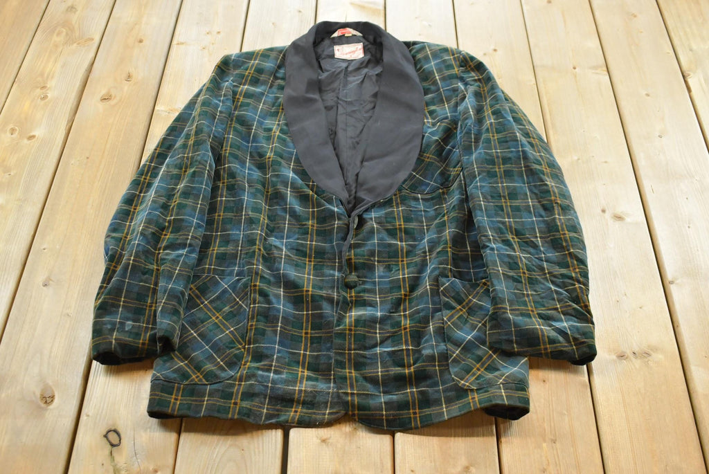 Vintage 1940s Bonnington Tartan Plaid Smoking Jacket Mens M
