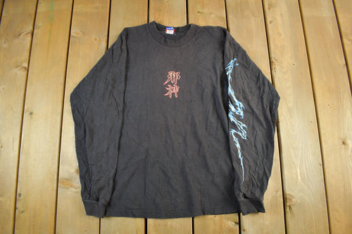 Vintage Y2K Mixology Laboratories Dragon Graphic Long Sleeve T Shirt Size Medium / Goth Metal / East Asian Art