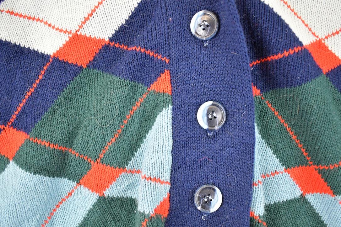 Vintage 1970s The County Seat Abstract Knit Cardigan Sweater Men's S