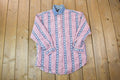 Vintage 1990s Lemon Grass All Over Print American Flag Button Up Shirt / 1990s Button Up / Vintage Flannel / Basic Button Up