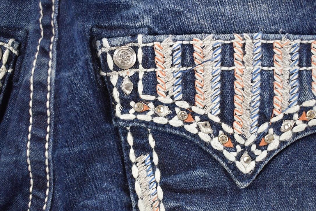 Vintage Deadstock Y2K Grace In LA Bedazzled Low Rise Jeans Women's Size 26x31