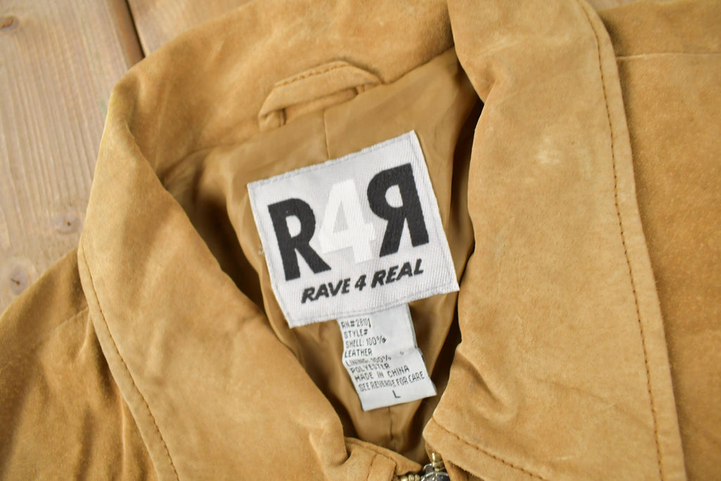 Vintage 1990s Rave 4 Real Beige Suede Fringe Jacket