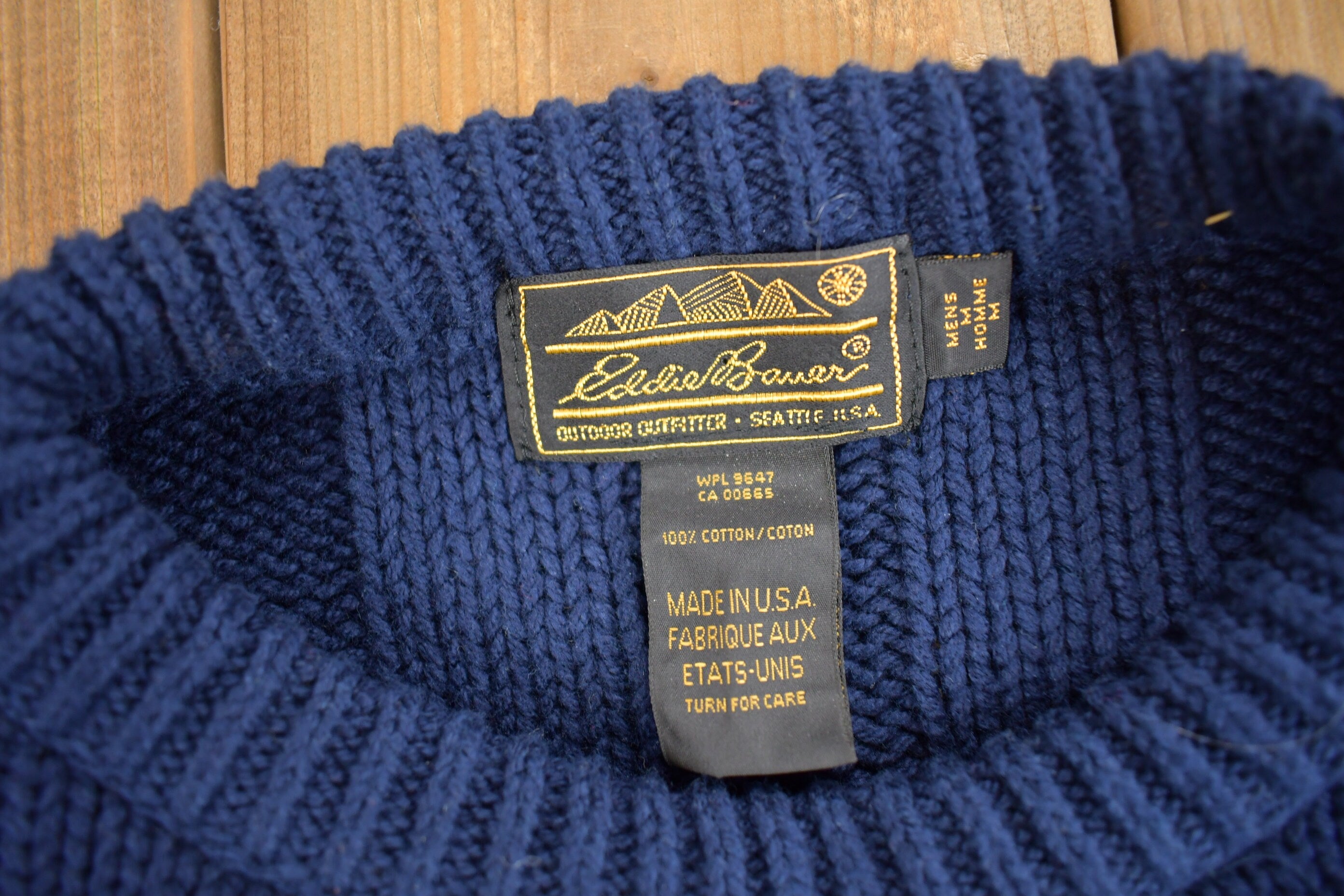 Vintage 1990s Eddie Bauer Color Block Cable Knit Sweater