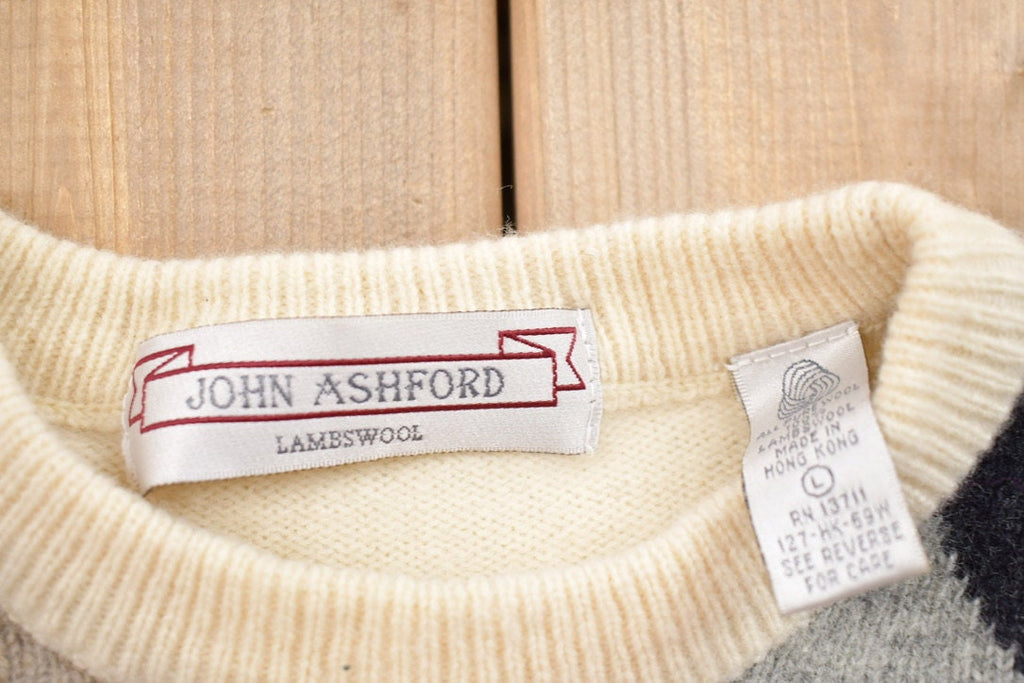 Vintage 1990s John Ashford Lambswool Argyle Crewneck Sweater