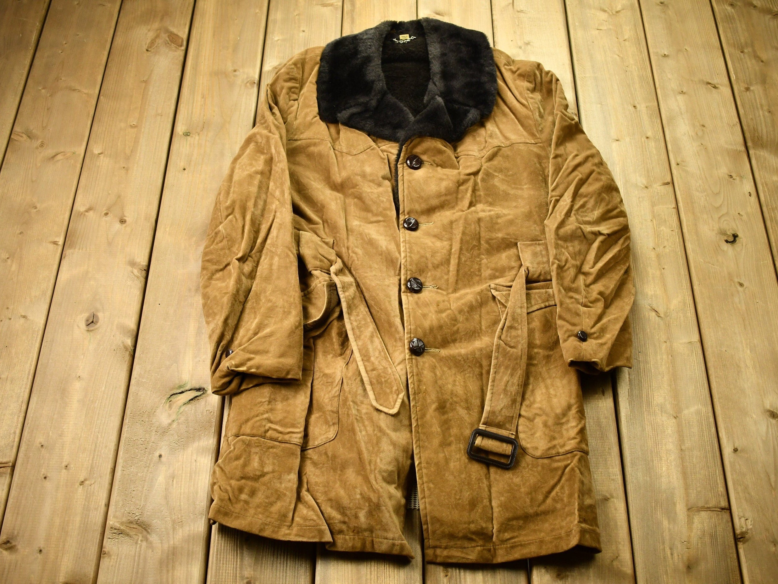 Vintage 1970s Brown Corduroy Trench Coat