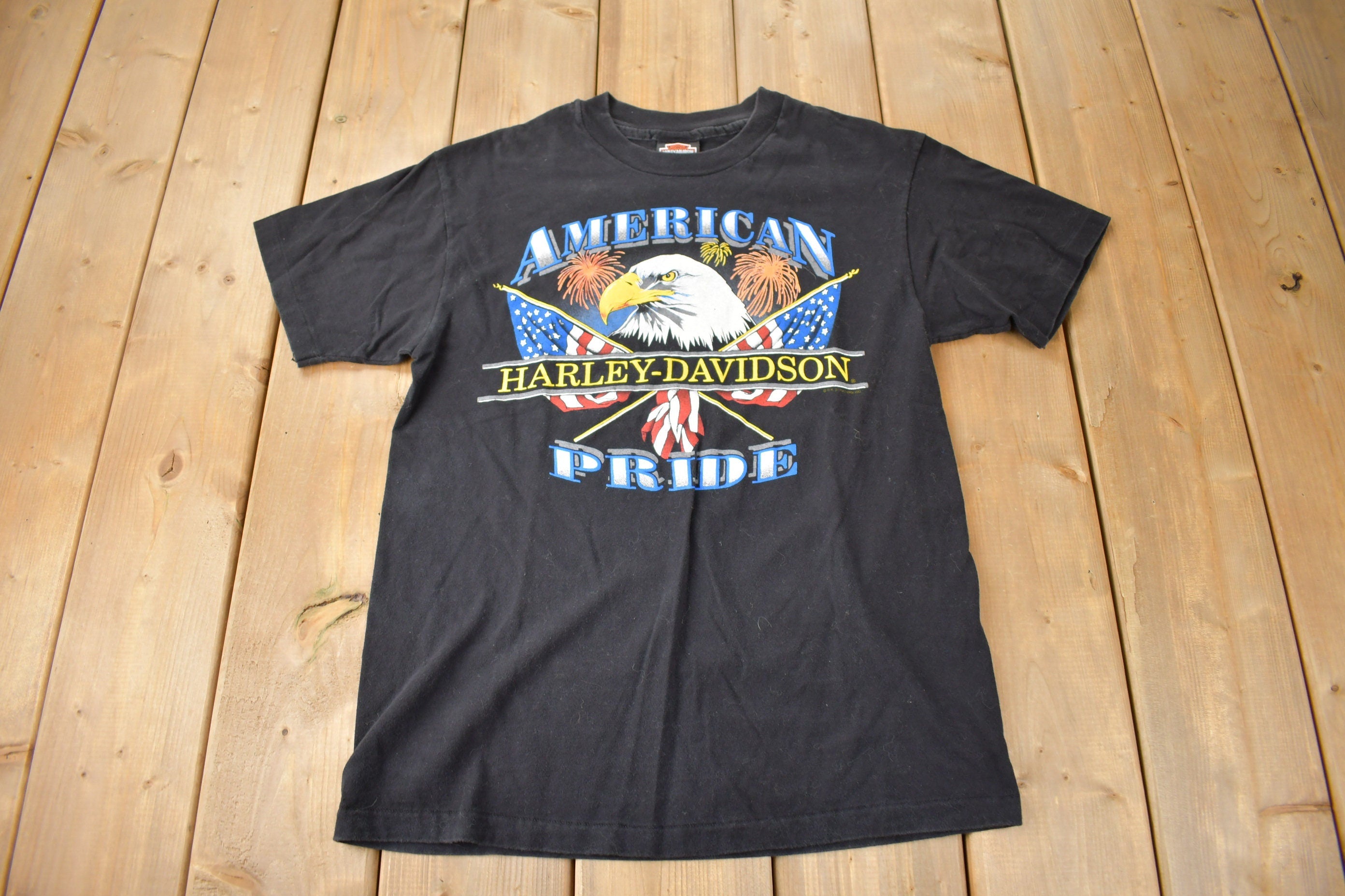 Vintage 1990s American Pride Harley Davidson Hong Kong Single Stitch Graphic T-Shirt Made In USA