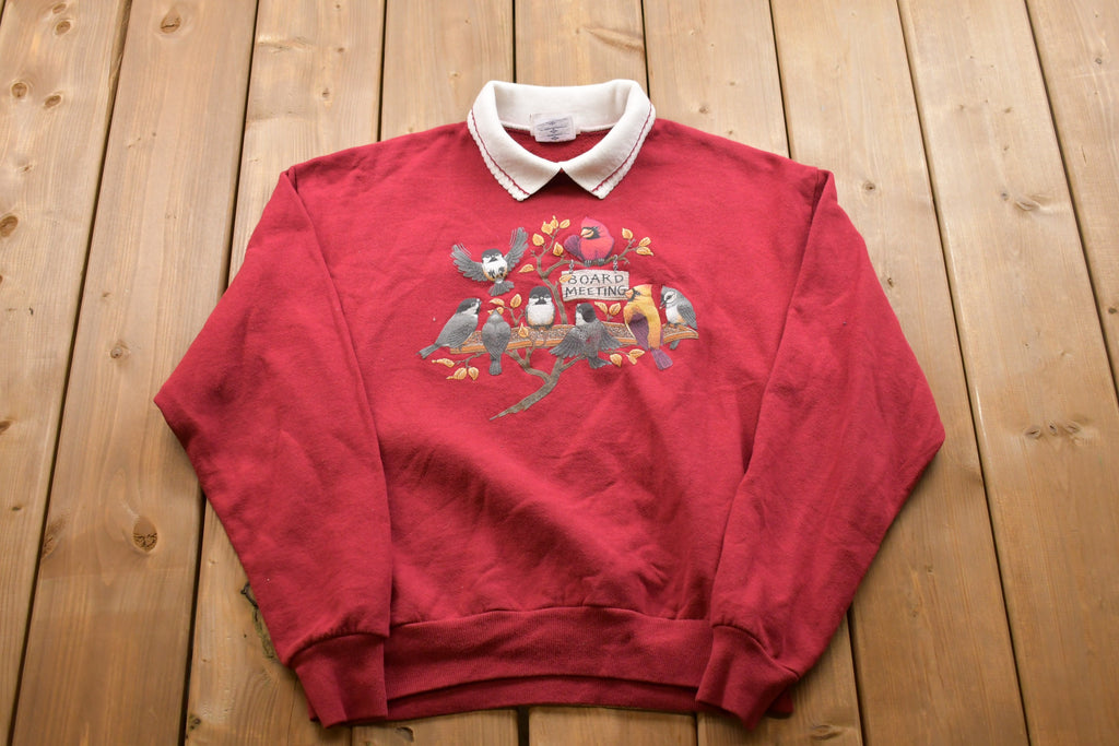 Vintage 1990s Cute Bird Board Meeting Crewneck