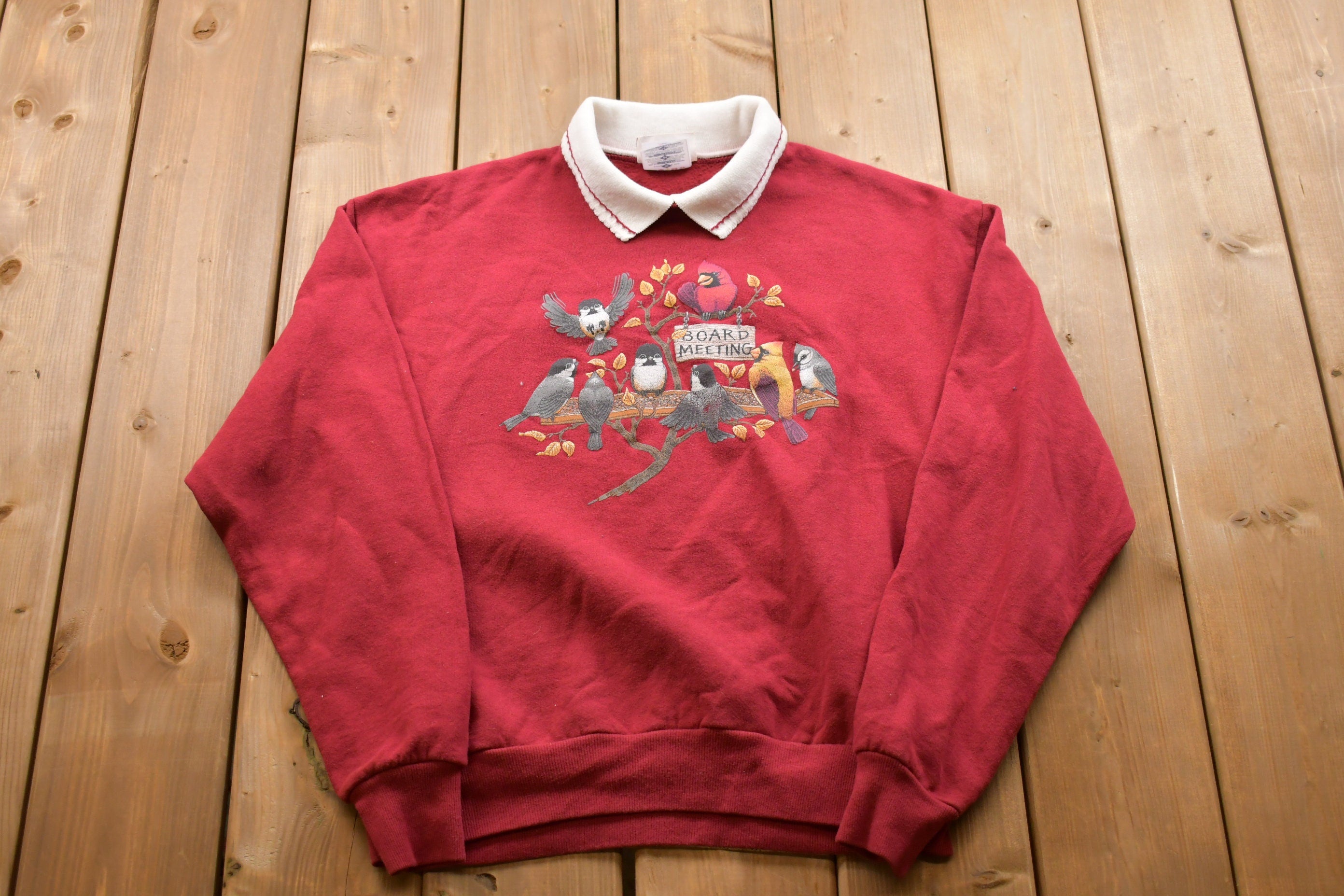 Vintage 1990s Cute Bird Board Meeting Crewneck