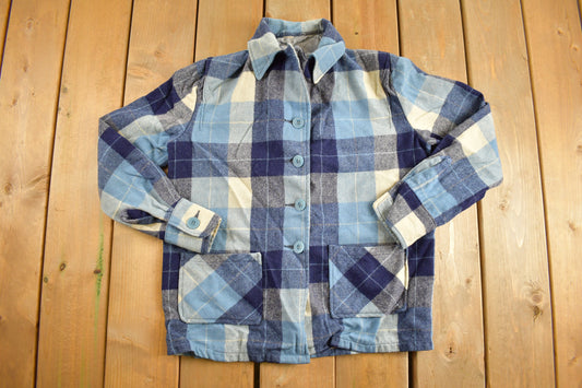 Vintage 1960s Plaid Flannel Button Up Shirt / 1990s Button Up / Vintage Flannel / Plaid Shirt / Button Down