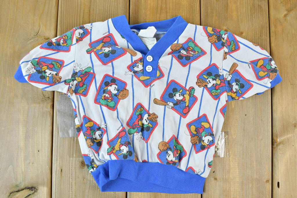 Vintage 1980s Mickey Mouse Baseball Youth Cartoon Promo T-Shirt