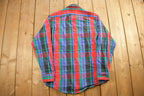 Vintage 1990s Red Green Blue Plaid Flannel Button Up Shirt