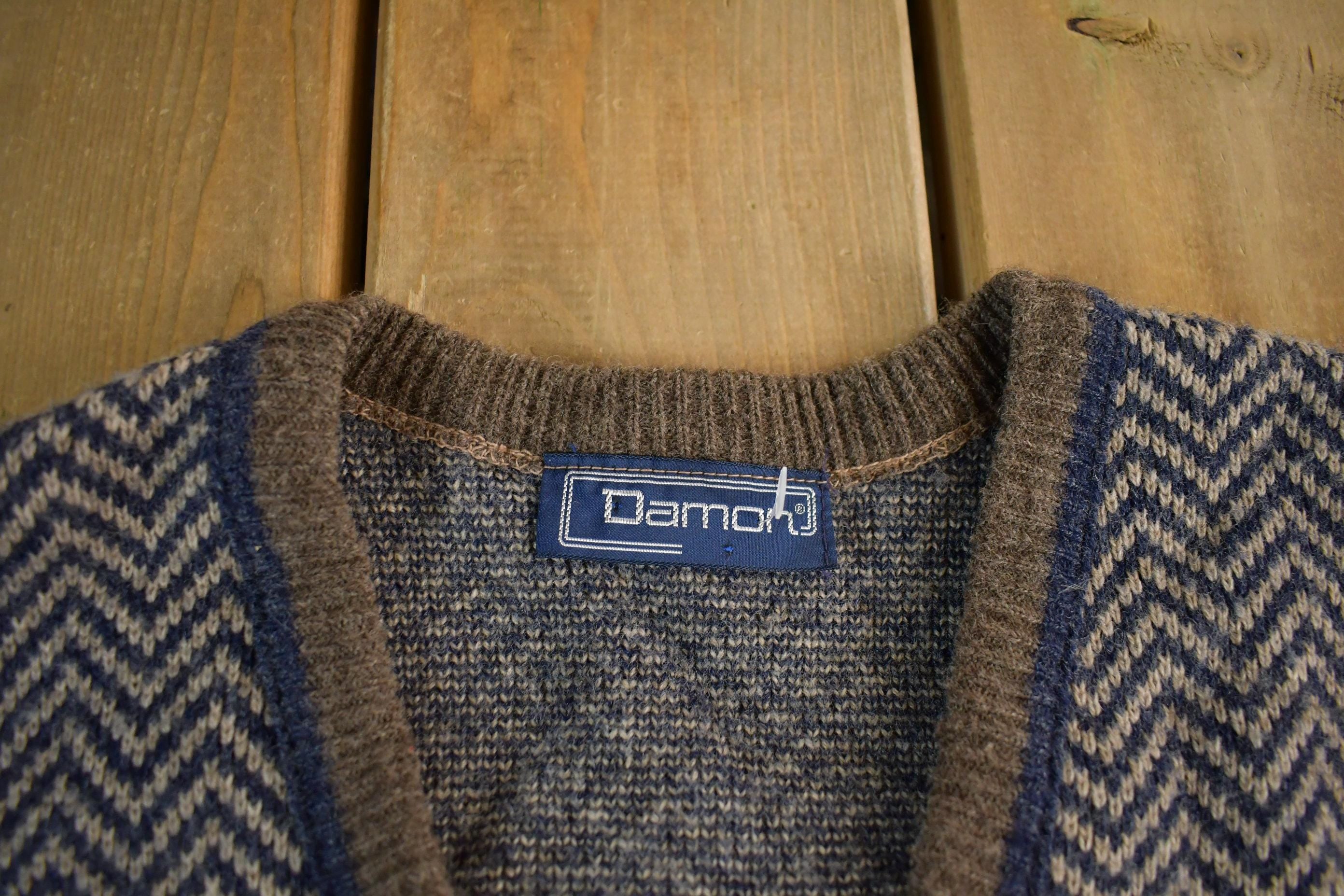 Vintage 1990s Damon Wool Blend Knit Vest V Neck Sweater Men's Large /