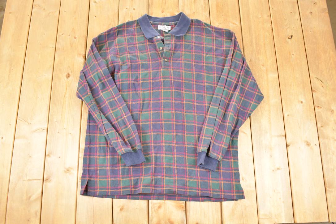 Vintage 1990s Penguin Sport Plaid Button Up Shirt Mens L
