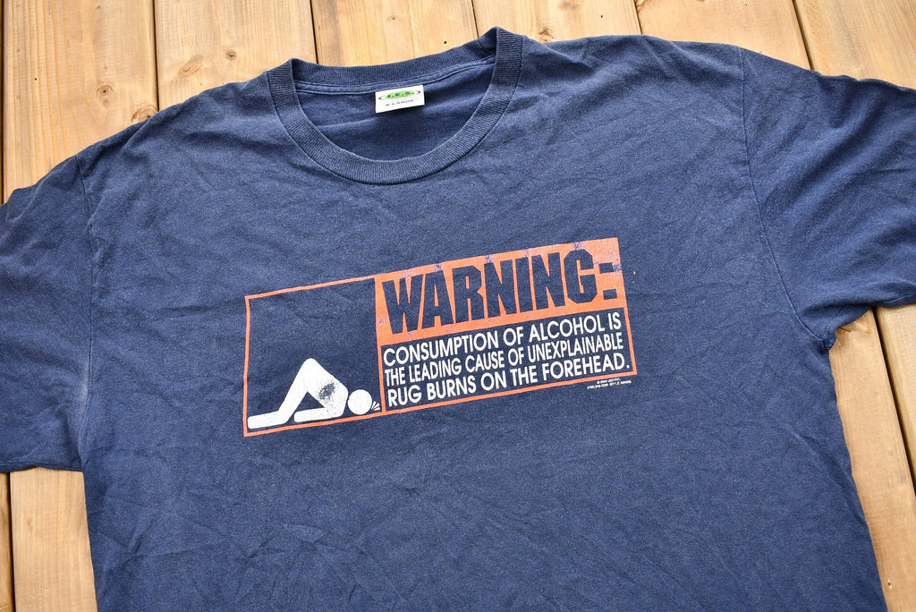 Vintage 2000 Warning: Carpet Burn Funny Graphic T-Shirt