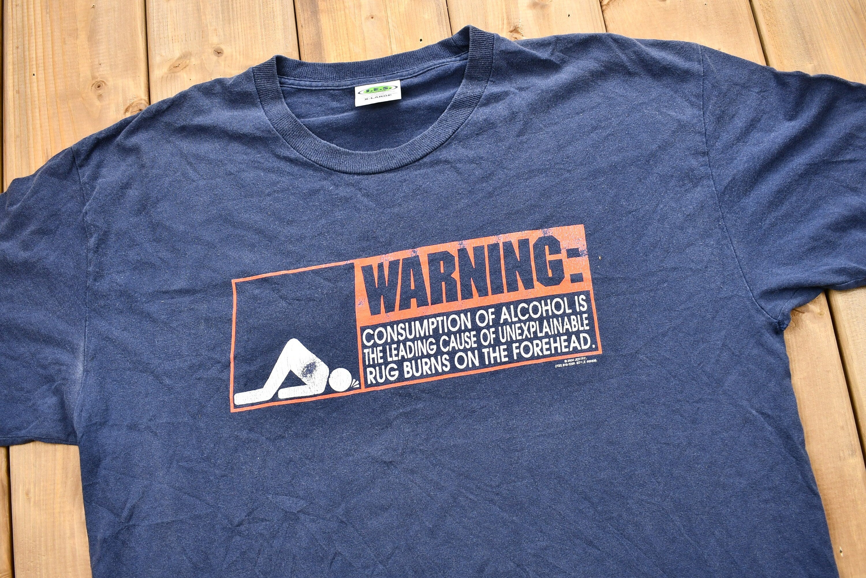 Vintage 2000 Warning: Carpet Burn Funny Graphic T-Shirt