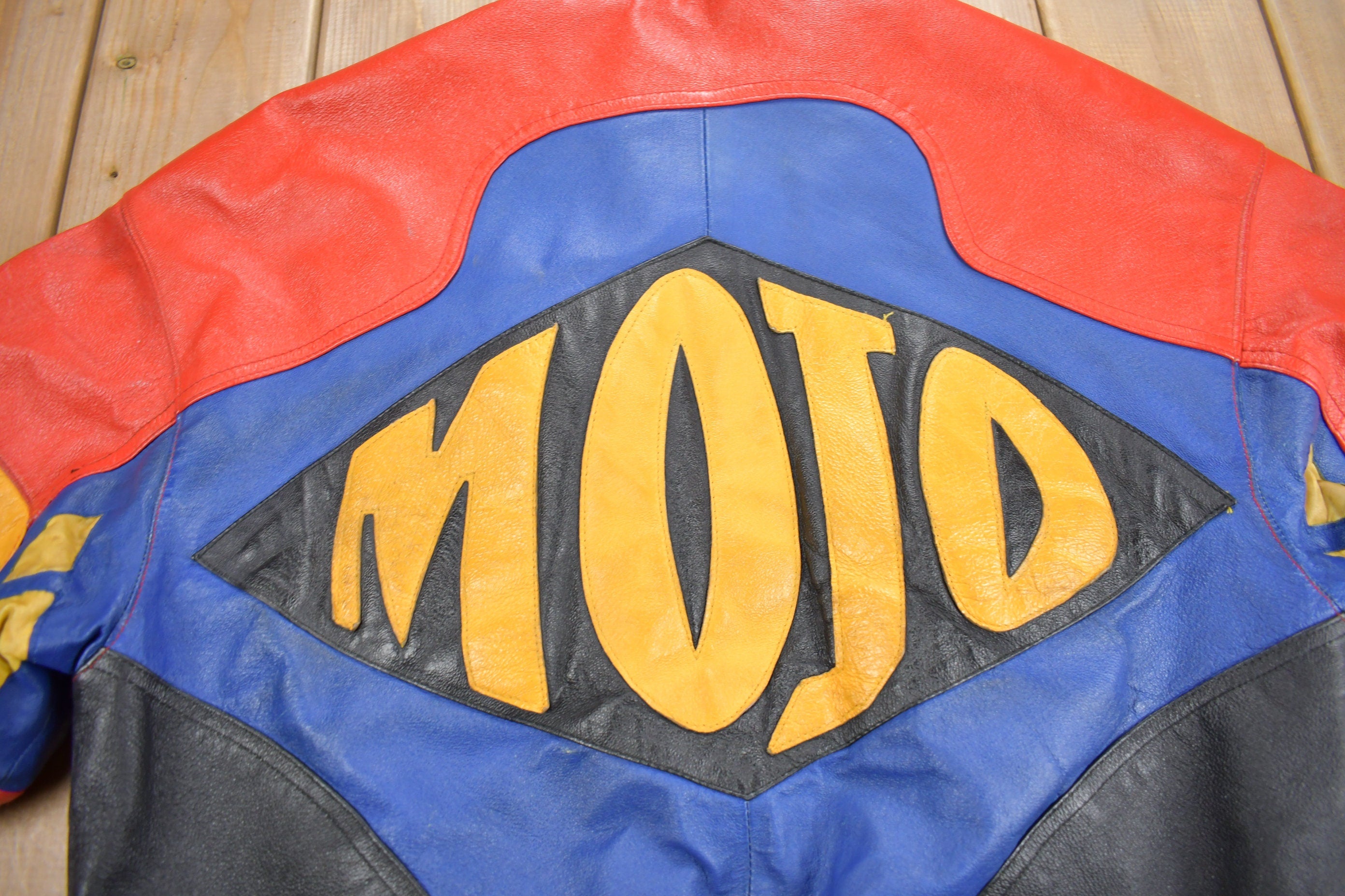 Vintage 1990s Micheal Hoban MOJO Patchwork Leather Jacket