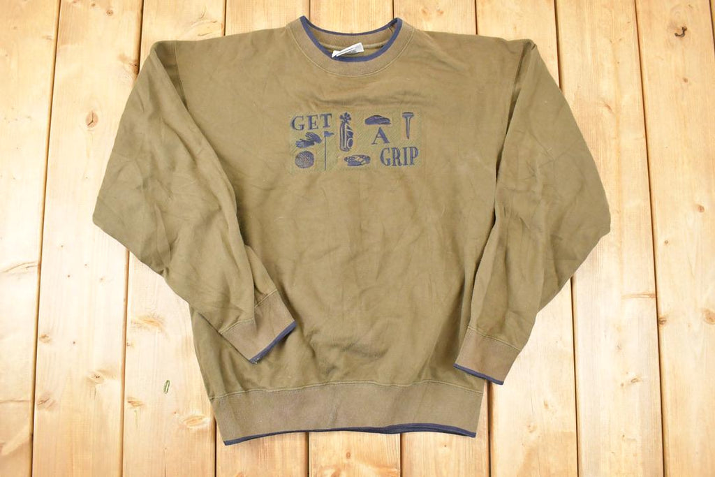 Vintage 1990s Get A Grip Embroidered Golf Crewneck Sweatshirt Men's L