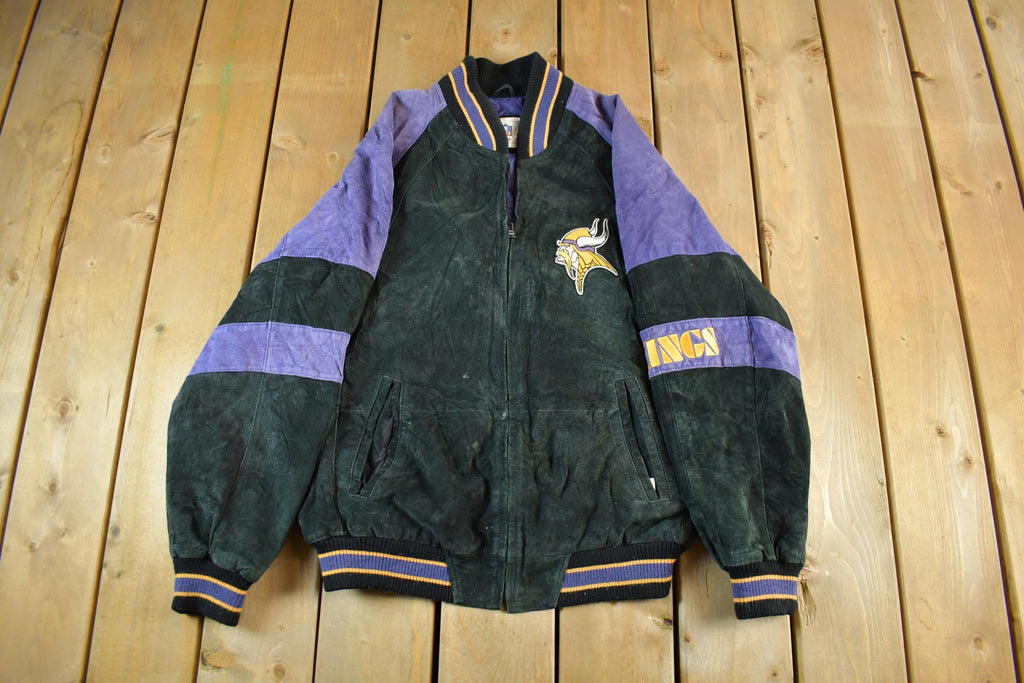 Vintage 2000s Minnesota Vikings Leather Letterman Jacket Mens Medium