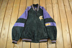 Vintage 2000s Minnesota Vikings Leather Letterman Jacket Mens Medium