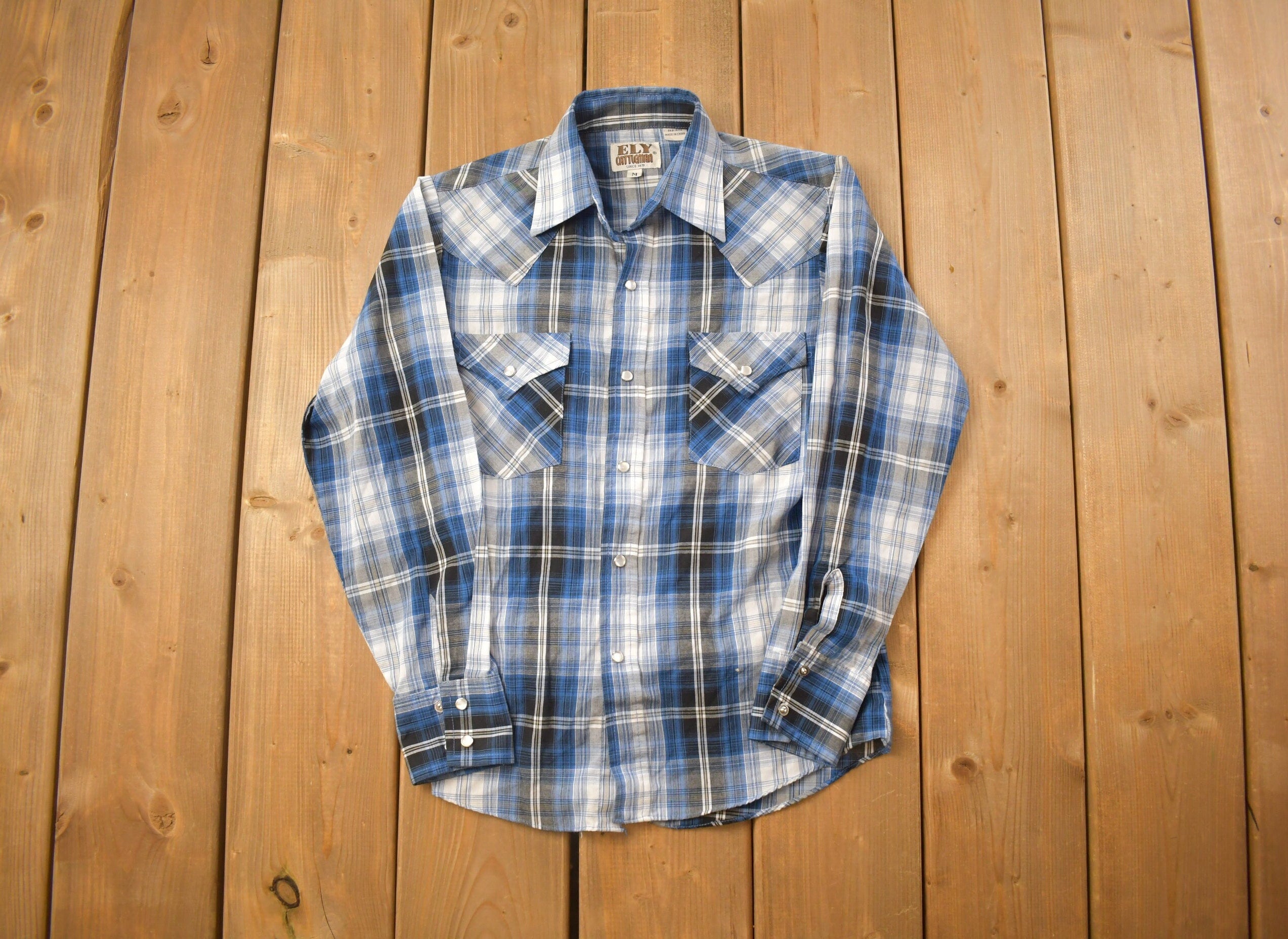 Vintage 1990s Ely Cattleman Kids Plaid Flannel Button Up Shirt