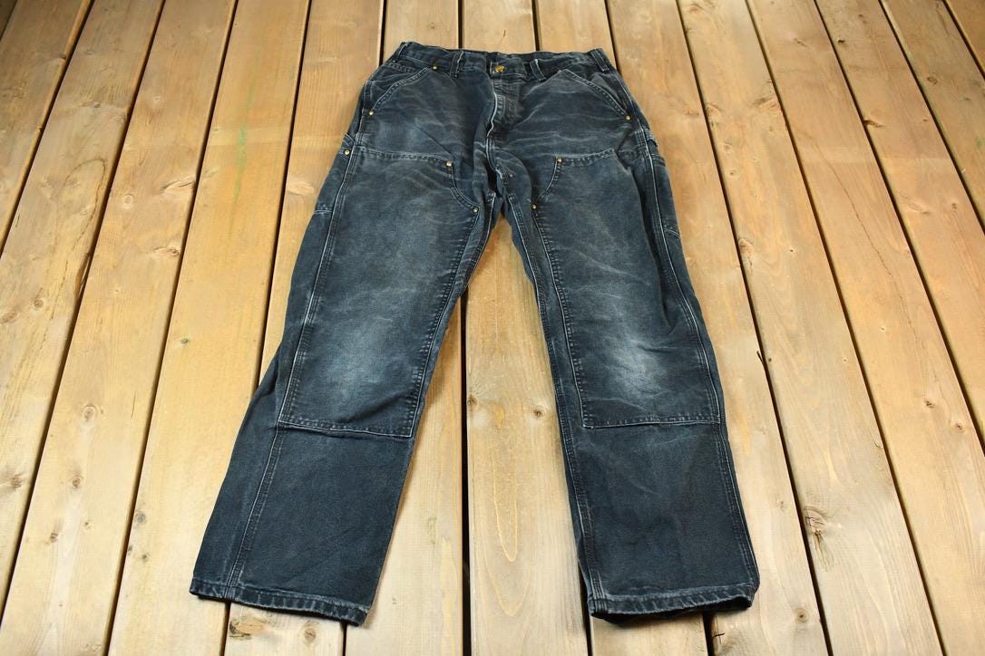 Vintage 2000s Double Knee Riveted Carhartt Dungaree Work Pants Size 29 x 30