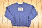 Vintage 1990s Top Stitch Double Collar Cute Floral Embroidered Crewneck Sweatshirt Women's XXL