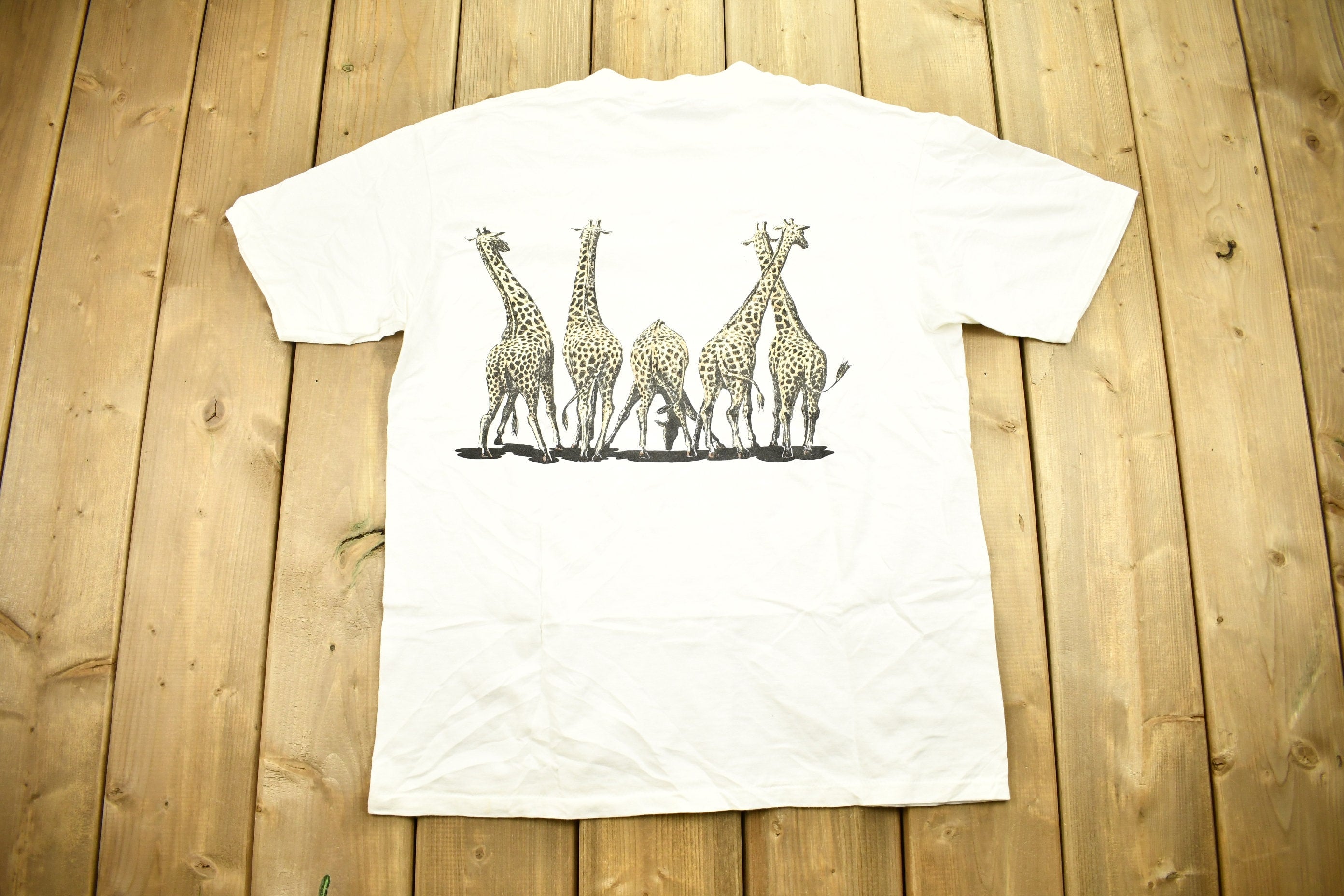 Vintage 1993 Rainforest Café Giraffe Graphic T-Shirt