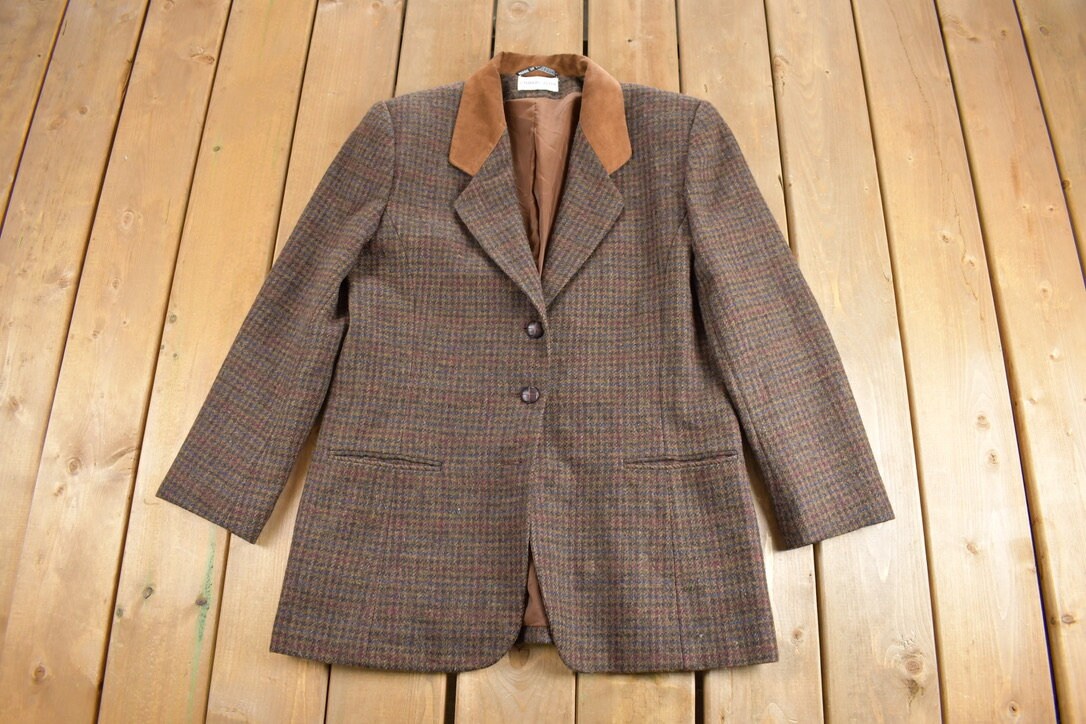 Vintage 1980s Charles Klein Herringbone Wool Blazer