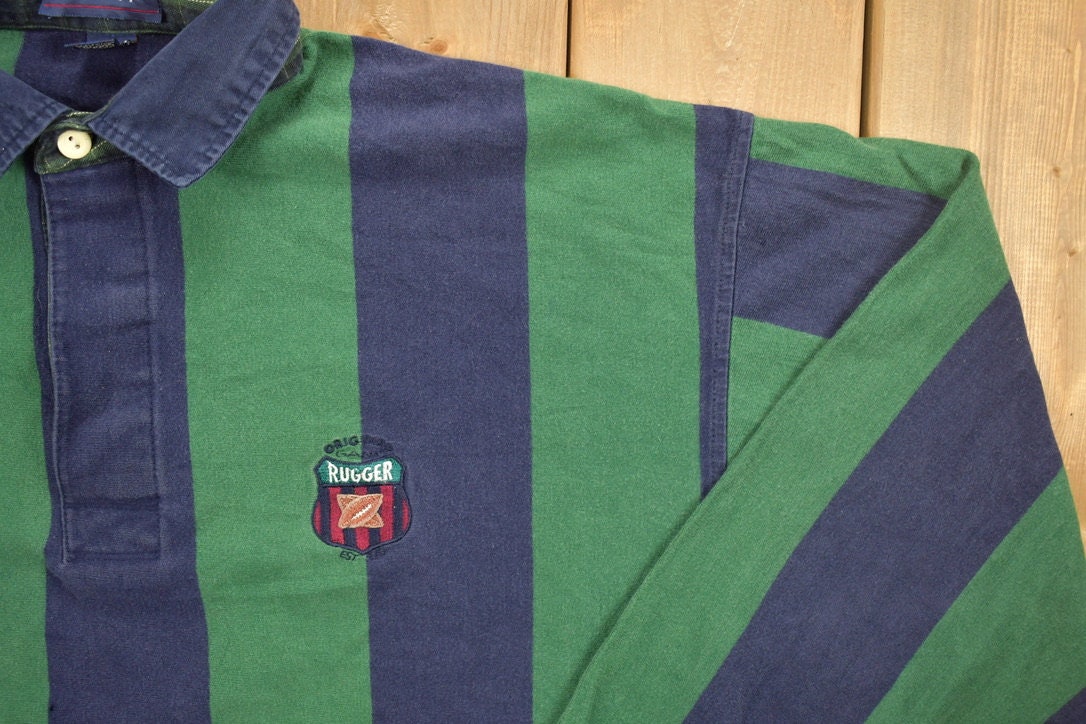 Vintage 1990s Gant Vertical Striped Rugby Sweatshirt
