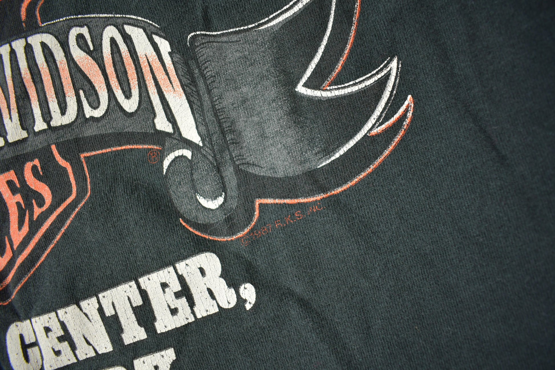 Vintage 1987 Harley Davidson Motorcycles Iron Block Adams Center New York Single Stitch Graphic T-Shirt Made In USA