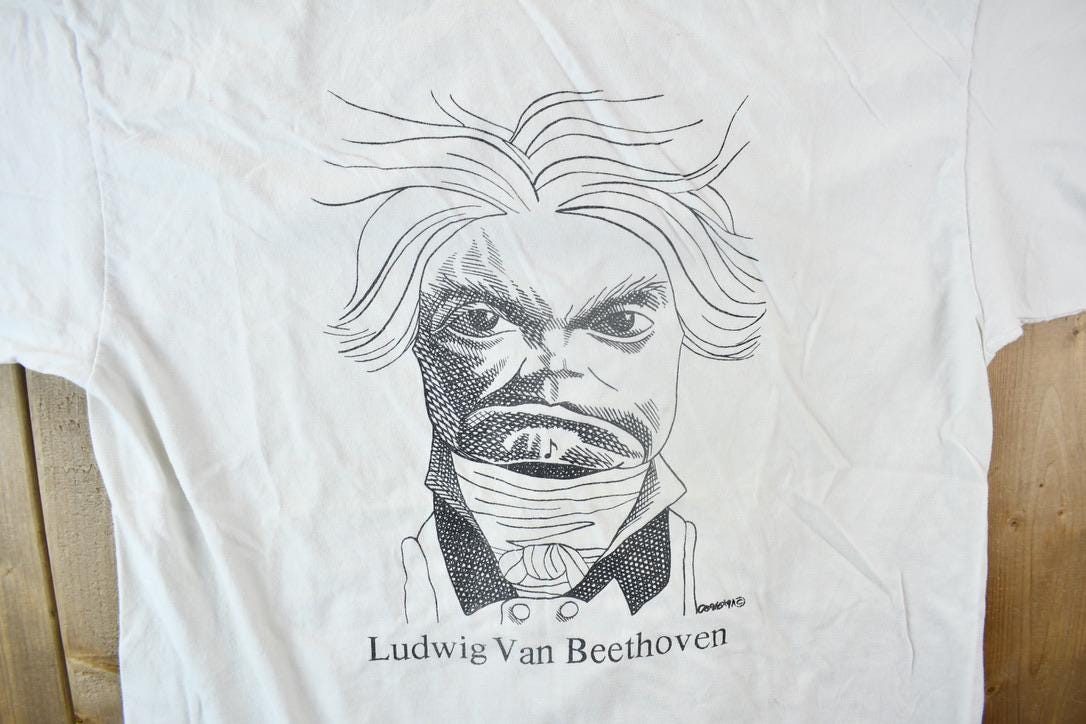 Vintage 1990s Beethoven Classical Music Single Stitch Graphic T-Shirt /