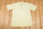 Vintage 1990s Fabindia Souvenir Button Up Striped Travel T-Shirt Men's M  Destination Shirt  90s Single Stitch Graphic Tee  Made in USA