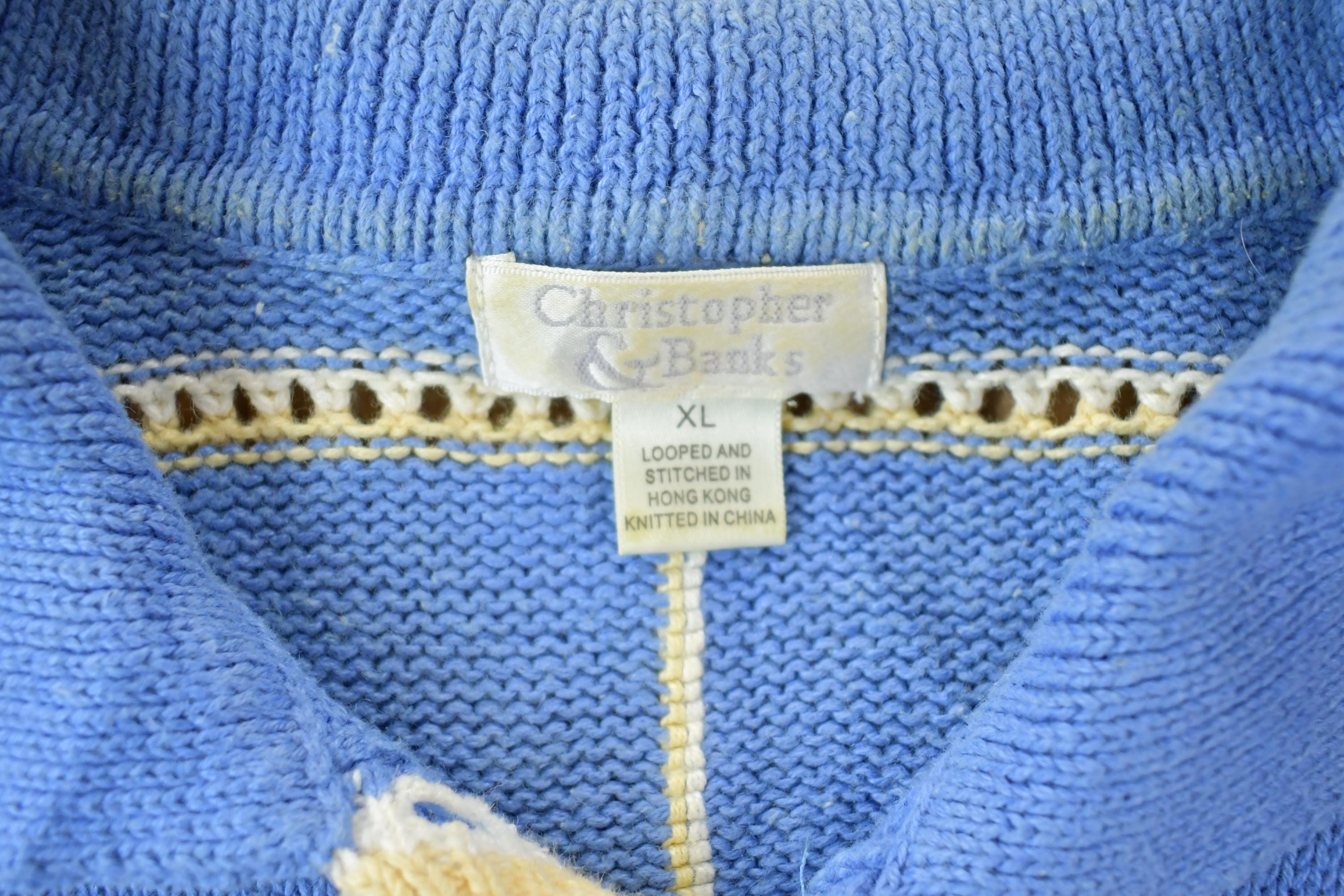 Vintage 1990s Christopher And Banks Knit Crewneck Button Up Sweater Shirt