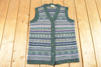 Vintage 1990s LL Bean Outdoorsman Wool Knit Vest Mens S / Abstract Pattern 3D / 90s Knitted Top