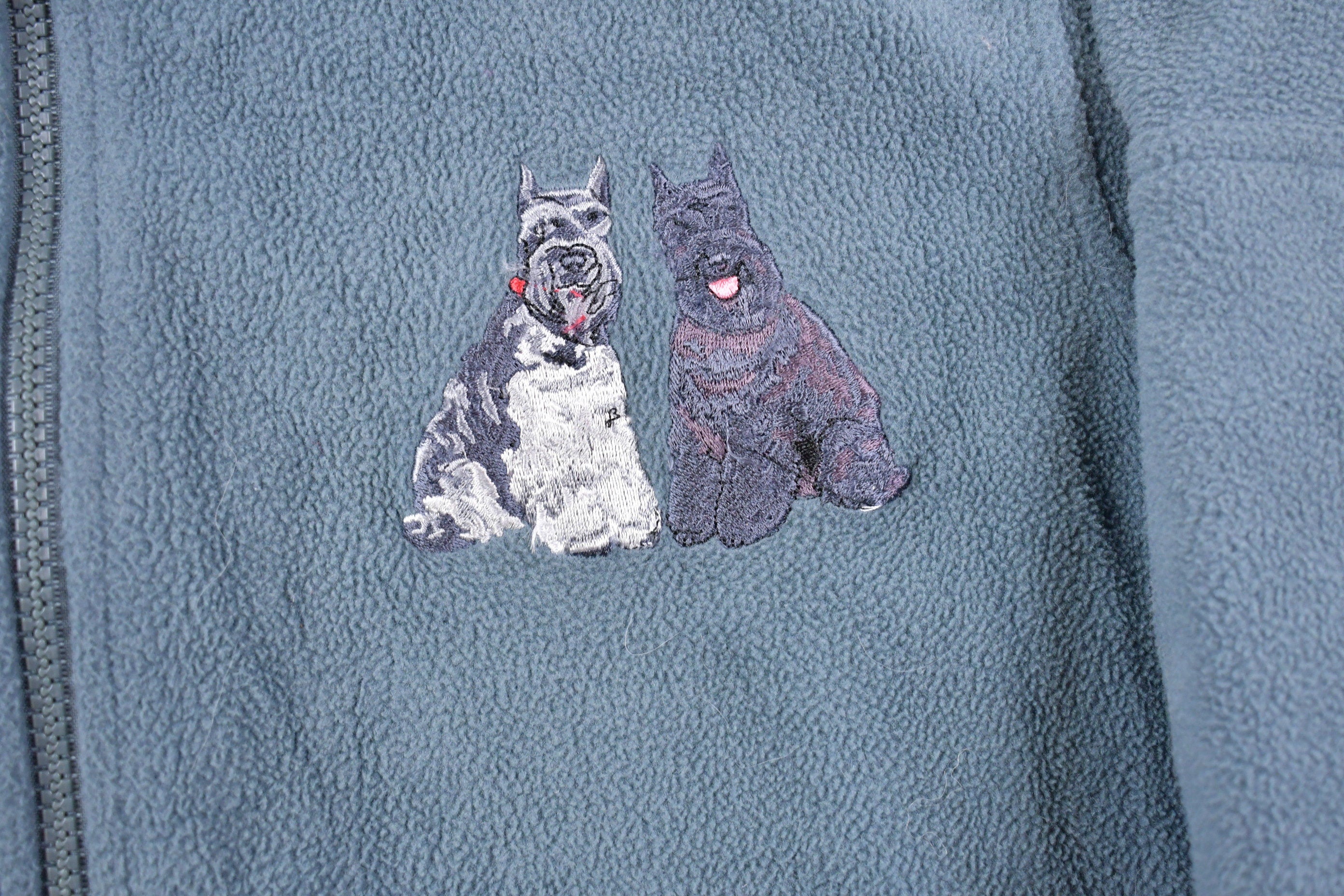 Vintage 1990s Cute Dog Zip Up Fleece Sweater