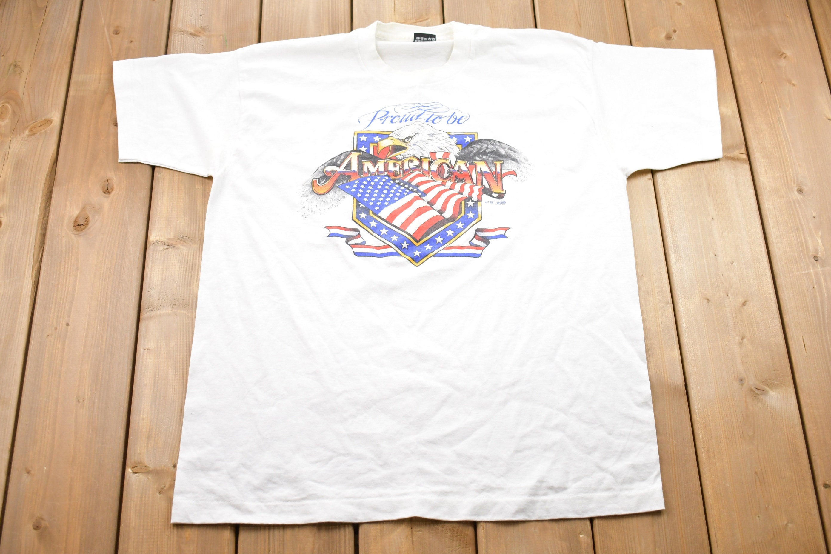 Vintage 1991 American Pride Eagle Graphic T-Shirt