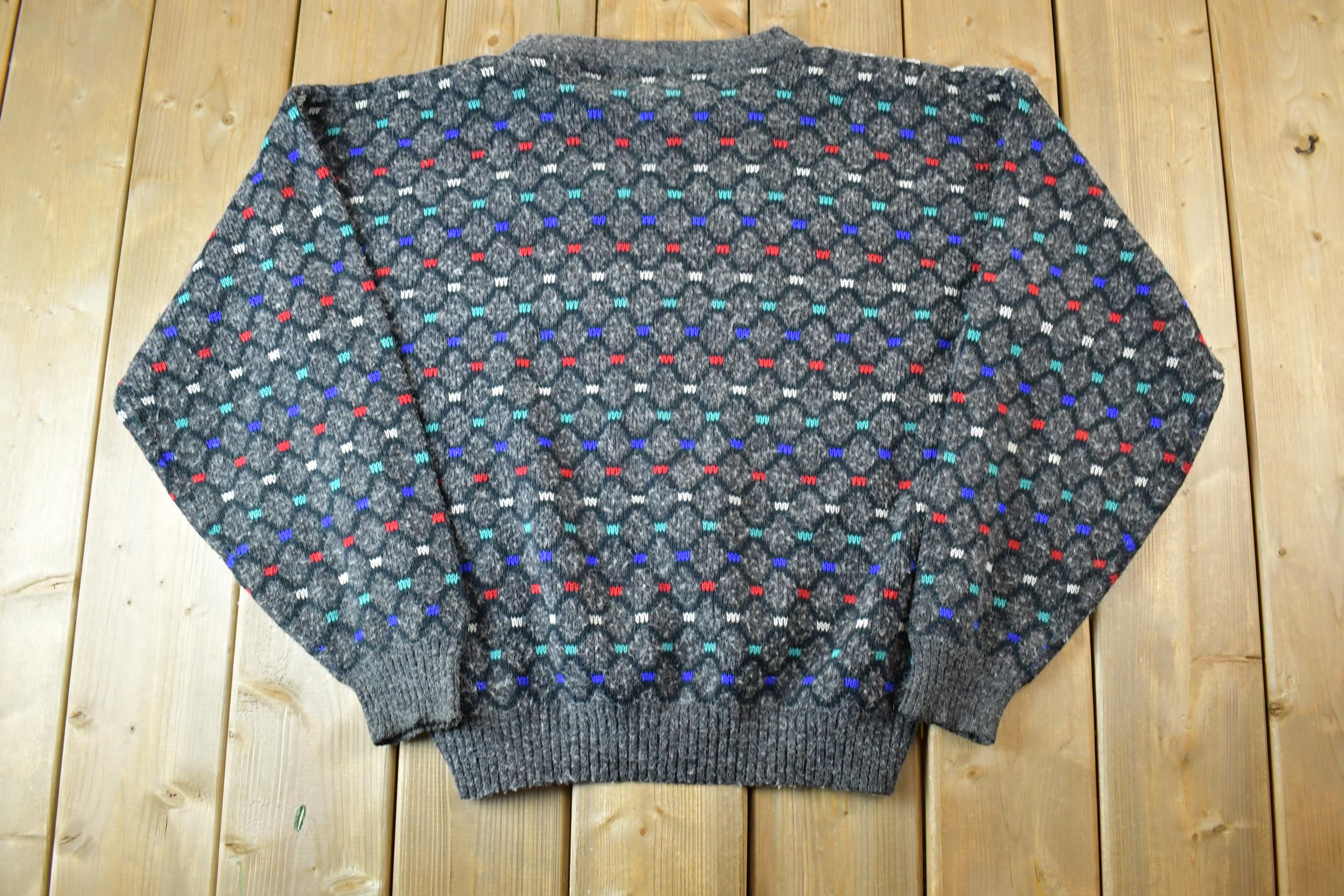 Vintage 1990s INNO UOMO Knit Abstract Pattern Crewneck Sweater