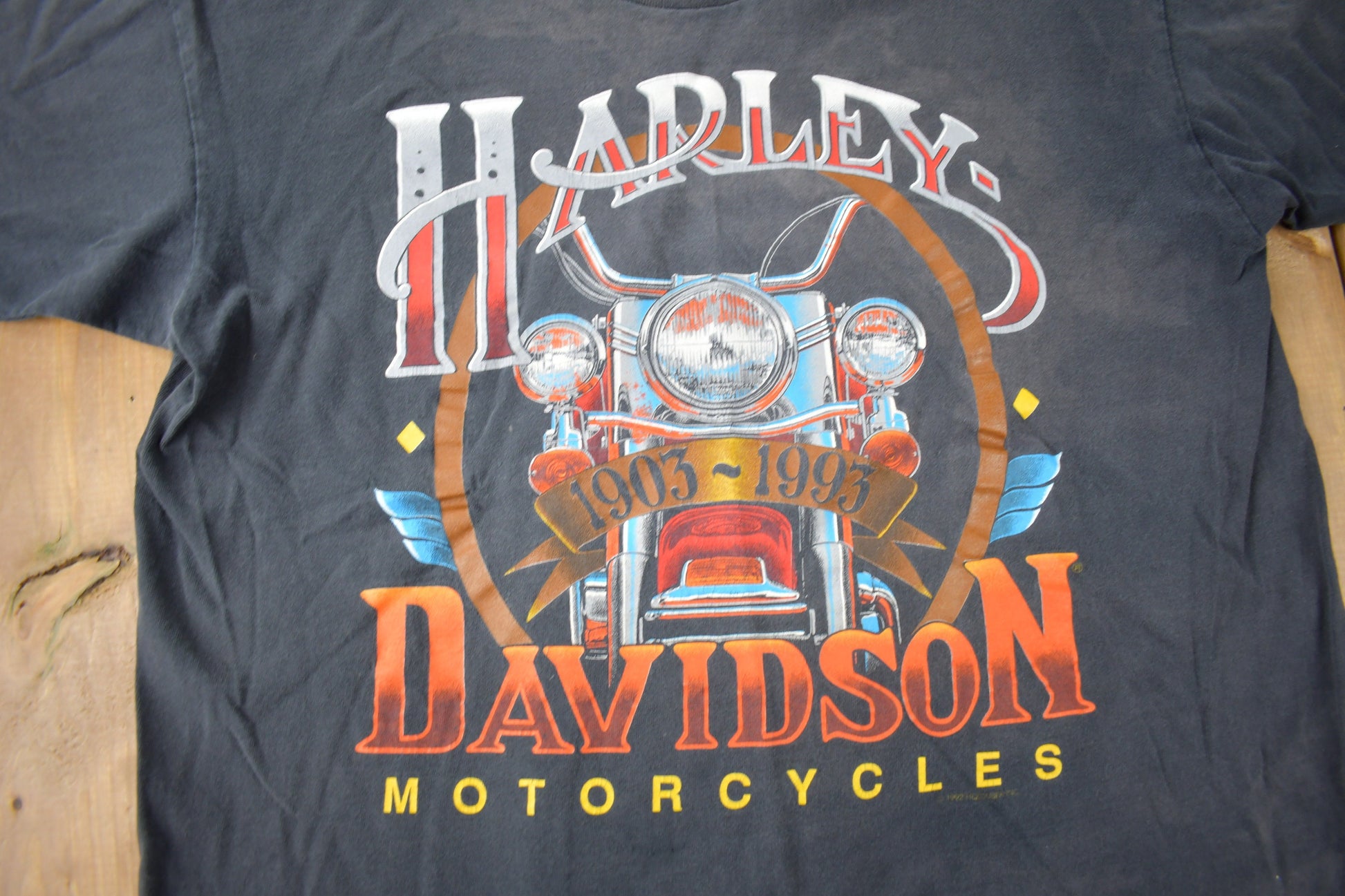 Vintage 1992 Jordan's Harley Davidson Burlington NC Single Stitch Graphic T-Shirt Made In USA