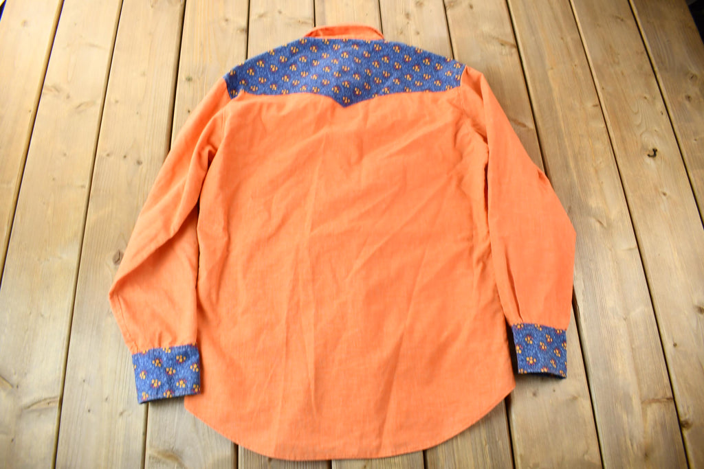 Vintage 1980s Western Style Embroidered Snap Button Up Shirt