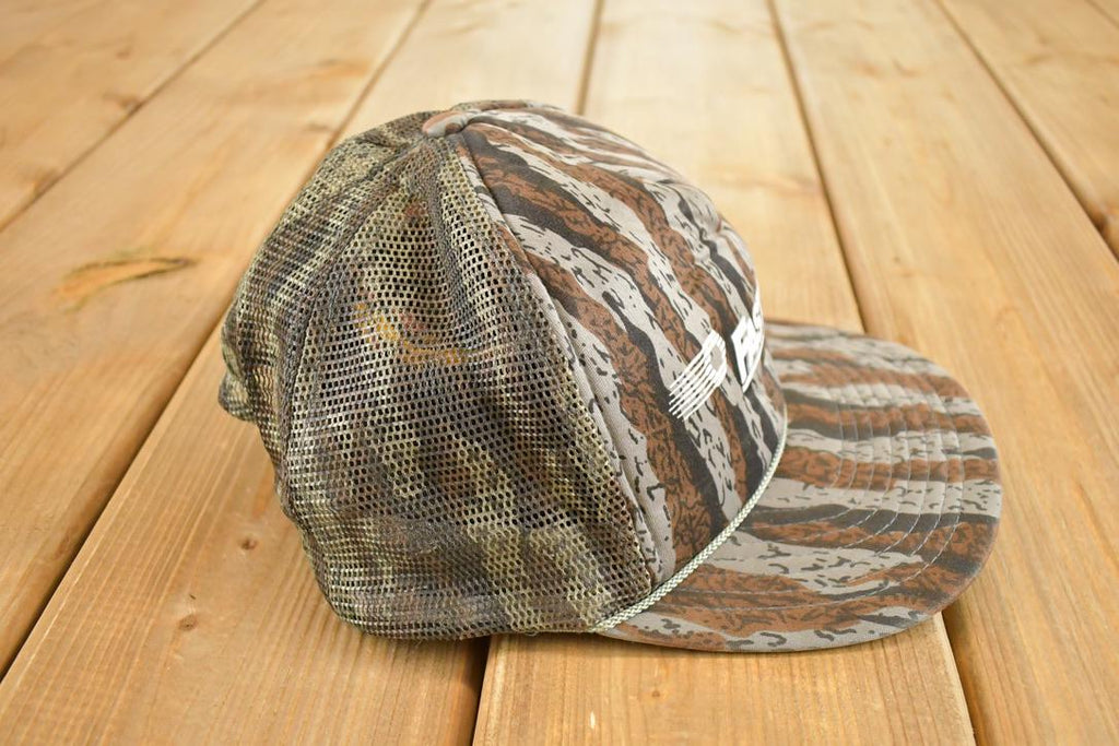 Vintage 1980s Fastenal Camo Mesh Snapback Trucker Hat /