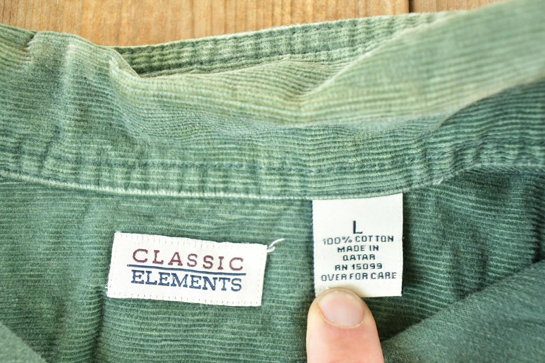 Vintage 1990s Classic Elements Corduroy Button Up Shirt Mens L