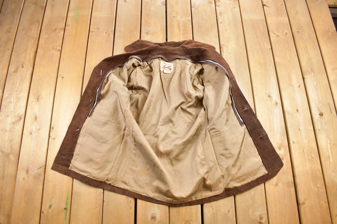 Vintage 1980s The Leader Suede Leather Jacket / Fall Outerwear / Leather Coat / Vintage Suede / Made In Canada / Suede Jacket