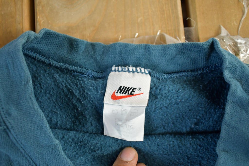 Vintage 1990s Nike Embroidered Mini Swoosh Crewneck Sweatshirt Men's 2XL / Vintage Nike / Sportswear / Sun Faded Crewneck / Made in USA