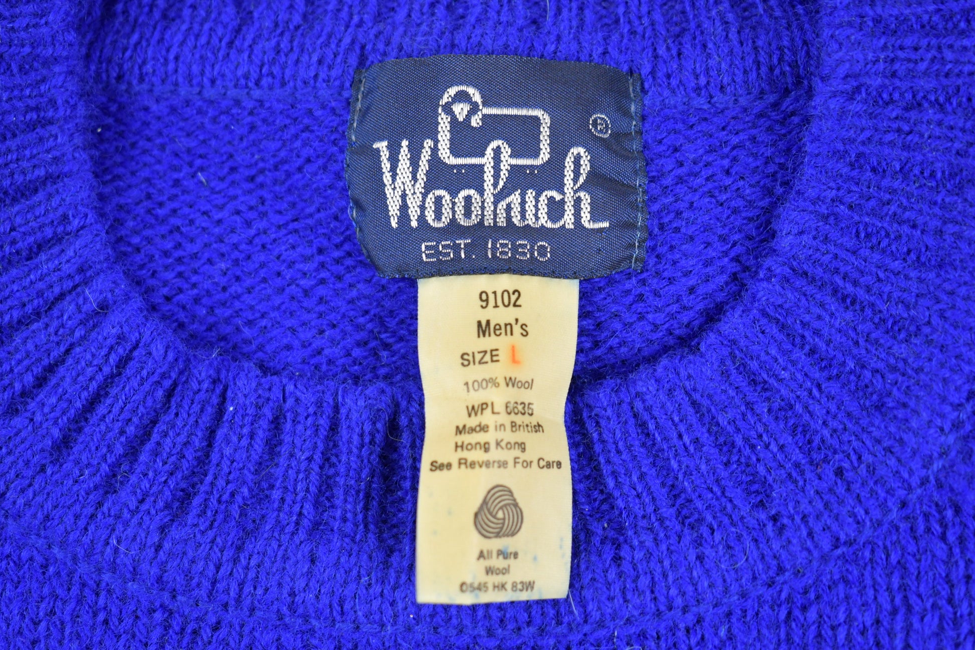 Vintage 1980s Woolrich Knitted Wool Crewneck Sweater / Vintage 90s Crewneck / Blue / 80s Woolrich / 90s Woolrich / Solid Knit