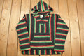 Vintage 1990s Sunspecs Baja Striped Knit Poncho Blanket Hoodie